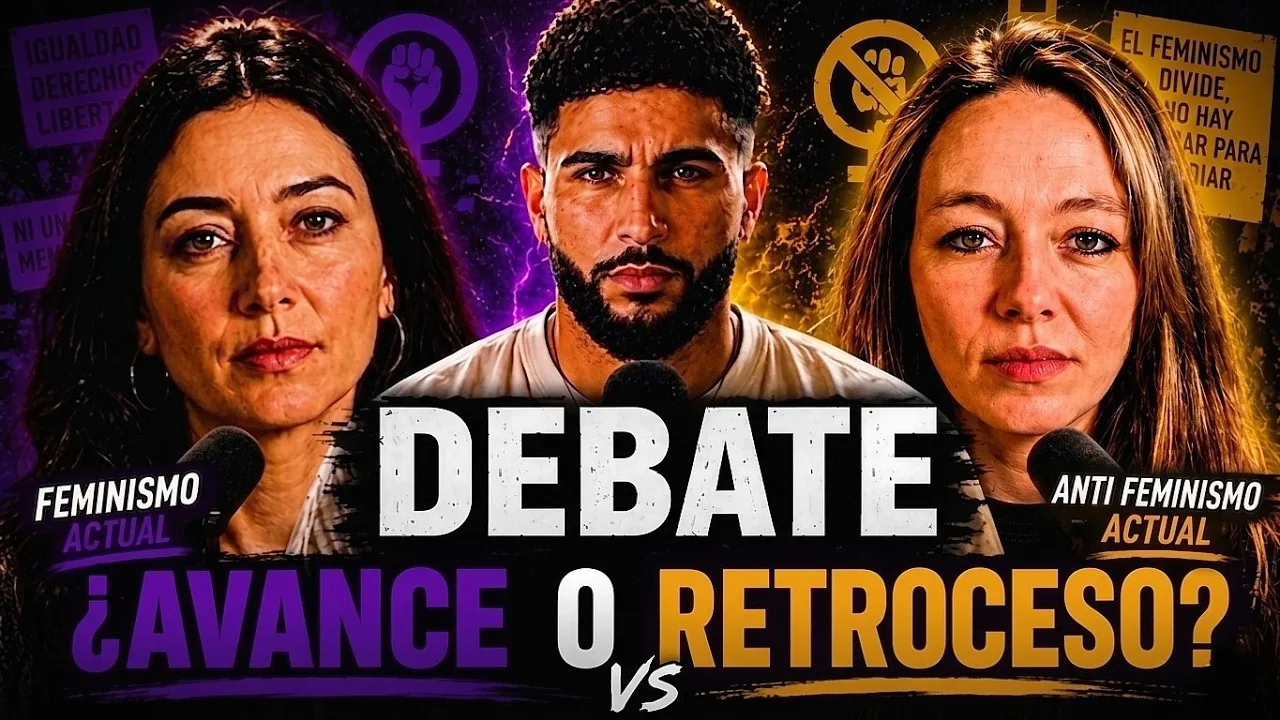 Portada de un debate a tres voces sobre feminismo, con el rótulo «¿Avance o retroceso?»