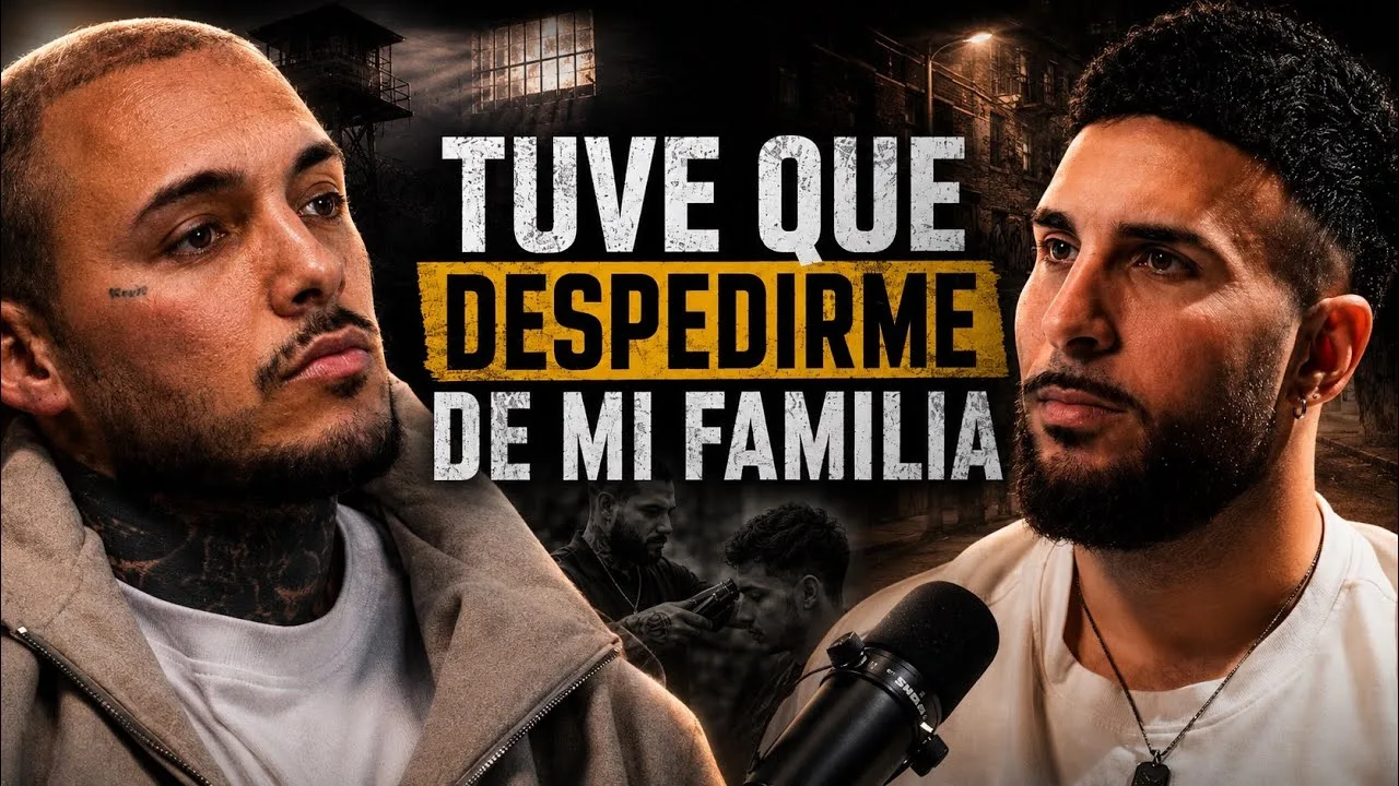 Portada de entrevista a un invitado tatuado con una cárcel al fondo, con el rótulo «Tuve que despedirme de mi familia»
