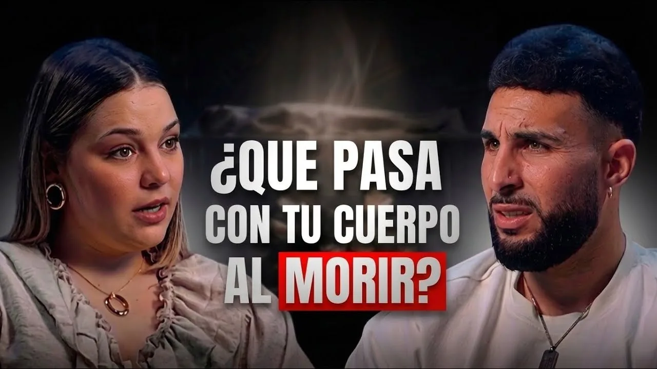Portada de episodio: dos personas enfrentadas en plano medio con el rótulo «¿Qué pasa con tu cuerpo al morir?»