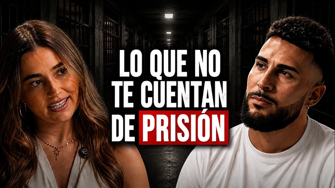 Portada de episodio sobre prisión, con los dos participantes mirando a cámara y el rótulo «Lo que no te cuentan de prisión»